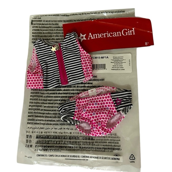 American Girl 18” Doll Stripes & Dots Bathing Suit 2017 NOS Retired NIP - Picture 7 of 7